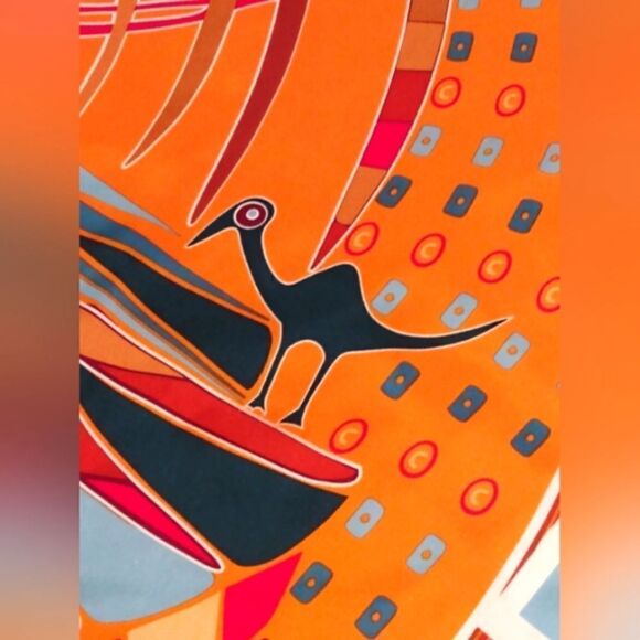 Native Aboriginal Art Silk Scarf Rolled Hem - Picture 10 of 14